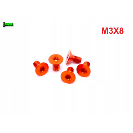 M3x8 śruba aluminiowa stożkowa imbus din 7991 śruba aluminiowa pomarańczowa