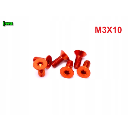 M3x10 śruba aluminiowa stożkowa imbus din7991 śruba aluminiowa pomarańczowa