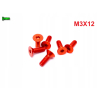 M3x12 śruba aluminiowa stożkowa imbus din7991 śruba aluminiowa pomarańczowa