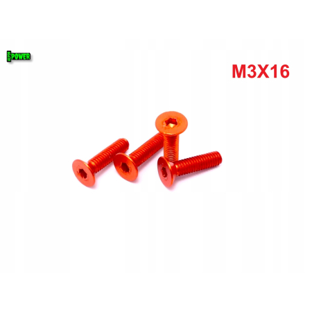 M3x16 śruba aluminiowa stożkowa imbus din7991 śruba aluminiowa pomarańczowa