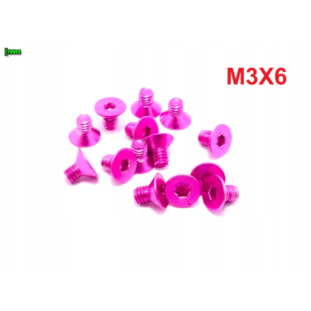 M3x6 śruba aluminiowa stożkowa imbus din 7991 śruba aluminiowa różowa