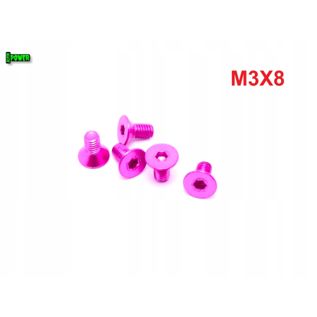 M3x8 śruba aluminiowa stożkowa imbus din 7991 śruba aluminiowa różowa