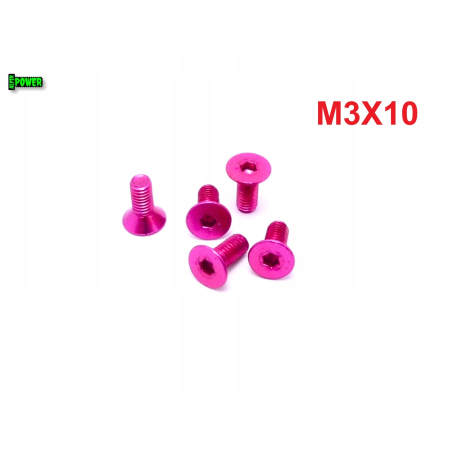 M3x10 śruba aluminiowa stożkowa imbus din 7991 śruba aluminiowa różowa