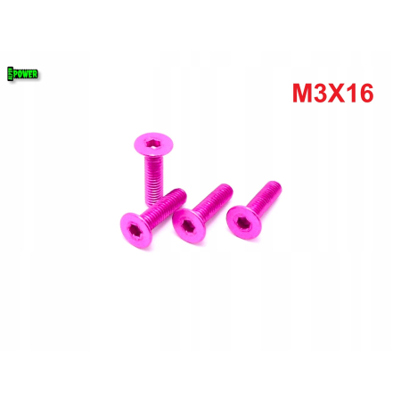 M3x16 śruba aluminiowa stożkowa imbus din 7991 śruba aluminiowa różowa