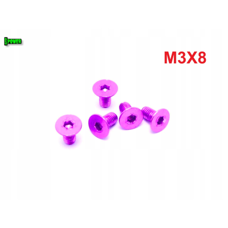 M3x8 śruba aluminiowa stożkowa imbus din 7991 śruba aluminiowa fioletowa