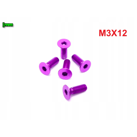 M3x12 śruba aluminiowa stożkowa imbus din 7991 śruba aluminiowa fioletowa