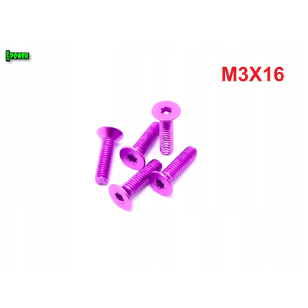M3x16 śruba aluminiowa stożkowa imbus din 7991 śruba aluminiowa fioletowa