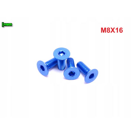 M8x16 śruba aluminiowa stożkowa imbus din 7991 śruba aluminiowa niebieska