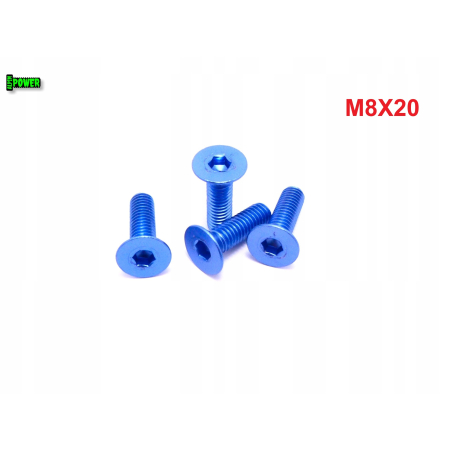 M8x20 śruba aluminiowa stożkowa imbus din 7991 śruba aluminiowa niebieska