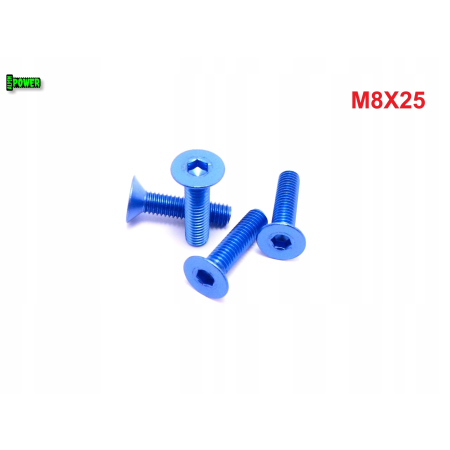 M8x25 śruba aluminiowa stożkowa imbus din 7991 śruba aluminiowa niebieska