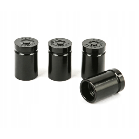 Nakrętki na wentyle czapki opon kapturki na zawory nabój łuska 9mm czarne