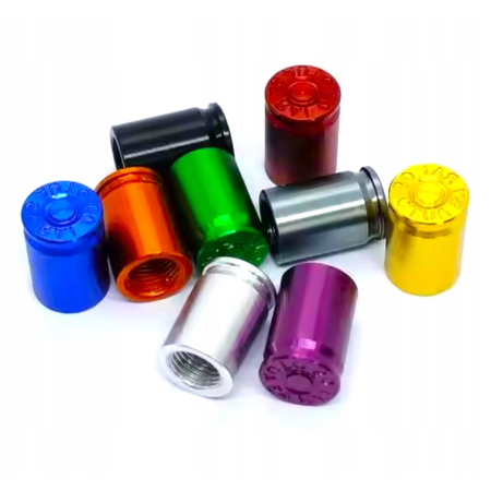 Nakrętki na wentyle czapki opon kapturki na zawory nabój łuska 9mm czarne