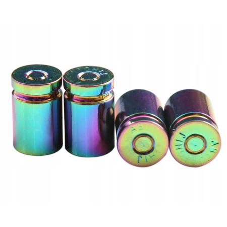 Nakrętki na wentyle czapki opon kapturki na zawory nabój łuska 9mm rainbow