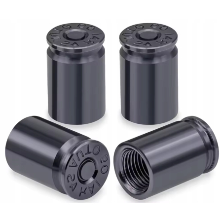 Nakrętki na wentyle czapki opon kapturki na zawory nabój łuska 9mm szare