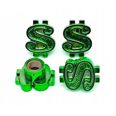 Czapki do opon kapturki na zawory przeciwpyłowe wentyle dolary zielone