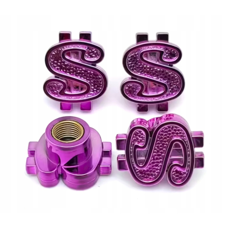 Czapki do opon kapturki na zawory przeciwpyłowe wentyle dolary fioletowe