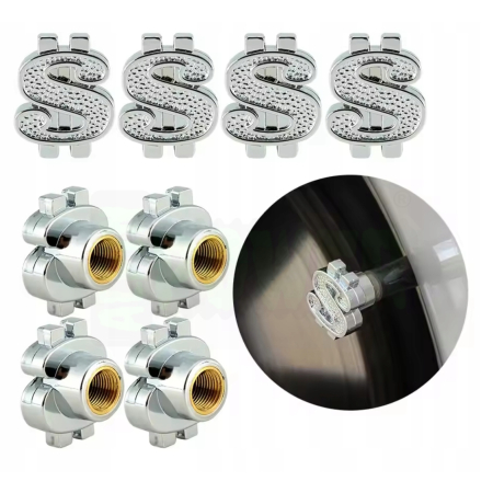 Czapki do opon kapturki na zawory przeciwpyłowe wentyle dolary srebrne