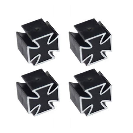 Czapki do opon kapturki na zawory osłony przeciwpyłowe wentyle krzyż czarne