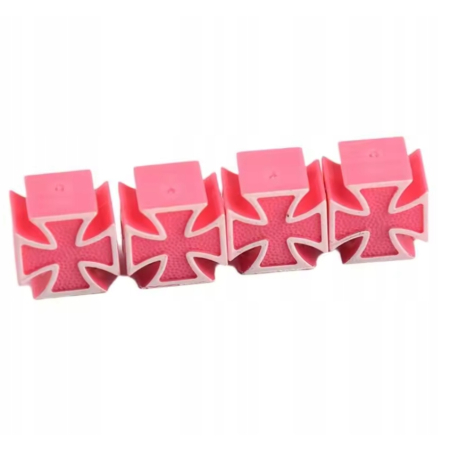 Czapki do opon kapturki na zawory osłony przeciwpyłowe wentyle krzyż różowe