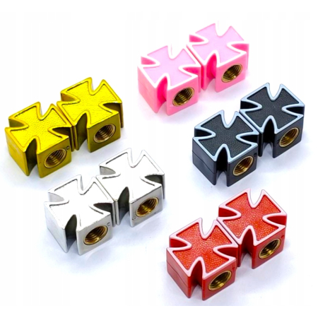 Czapki do opon kapturki na zawory osłony przeciwpyłowe wentyle krzyż złote