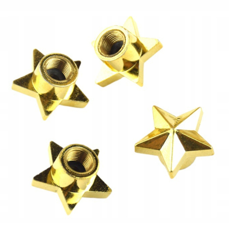 Czapki do opon kapturki na zawory przeciwpyłowe wentyle gwiazdy złote