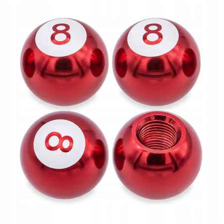 Czapki kapturki na zawory przeciwpyłowe wentyle kule bilardowe 8 czerwone