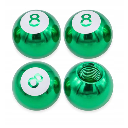 Czapki kapturki na zawory przeciwpyłowe wentyle kule bilardowe 8 zielone