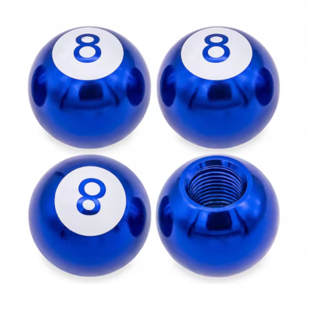 Czapki do opon kapturki na zawory wentyle kule bilardowe 8 niebieskie