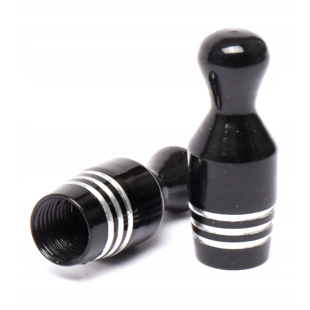 Nakrętki na wentyle czapki do opon kapturki na zawory kręgle czarne