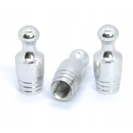 Nakrętki na wentyle czapki do opon kapturki na zawory kręgle srebrne