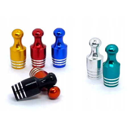 Nakrętki na wentyle czapki do opon kapturki na zawory kręgle srebrne