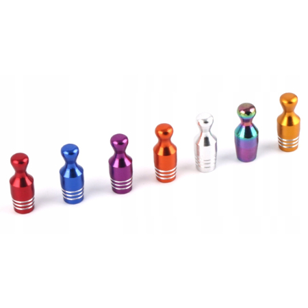 Nakrętki na wentyle czapki do opon kapturki na zawory kręgle srebrne