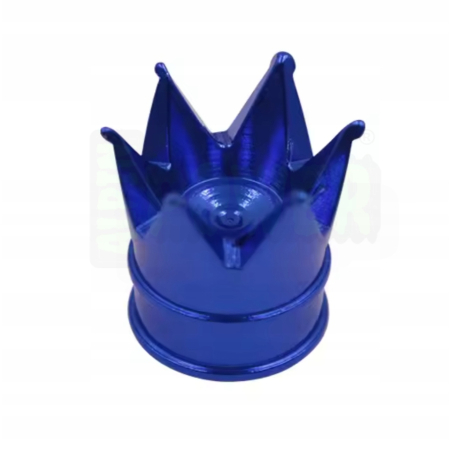 Nakrętki na wentyle czapki opon kapturki korona aluminiowa niebieska