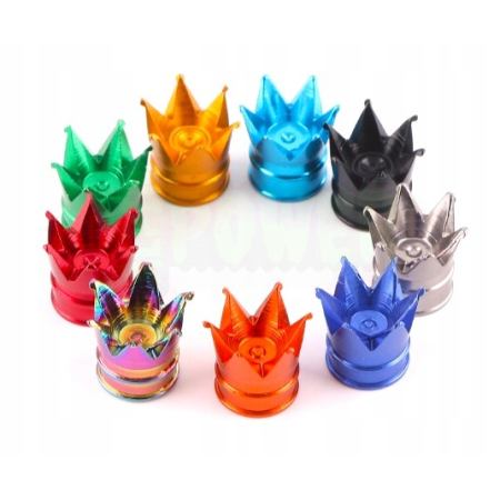 Nakrętki na wentyle czapki opon kapturki na zawory korona aluminiowa gold