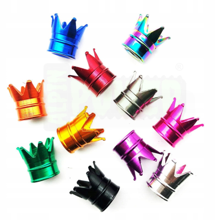 Nakrętki na wentyle czapki opon kapturki na zawory korona aluminiowa gold