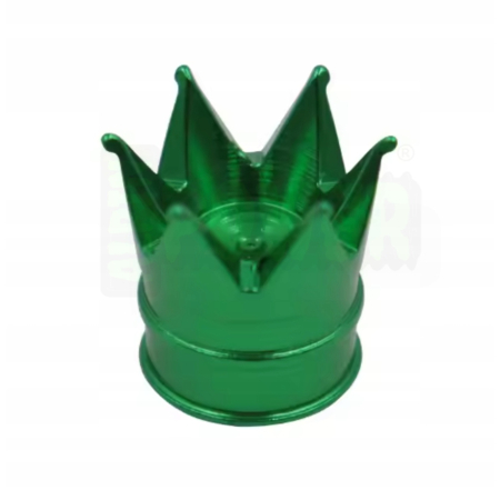 Nakrętki na wentyle czapki do opon kapturki korona aluminiowa zielone