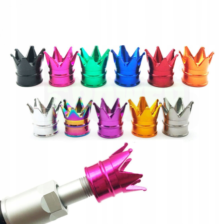 Nakrętki na wentyle czapki opon kapturki na zawory korona aluminiowa orange