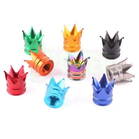 Nakrętki na wentyle czapki opon kapturki na zawory korona aluminiowa orange