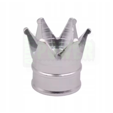 Nakrętki na wentyle czapki kapturki na zawory korona aluminiowa srebrne