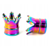 Nakrętki na wentyle czapki kapturki na zawory korona aluminiowa rainbow