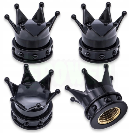 Czapki opon korona kapturki na zawory przeciwpyłowe wentyle korona czarne