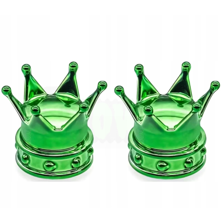 Czapki opon korona kapturki na zawory przeciwpyłowe wentyle korona zielone
