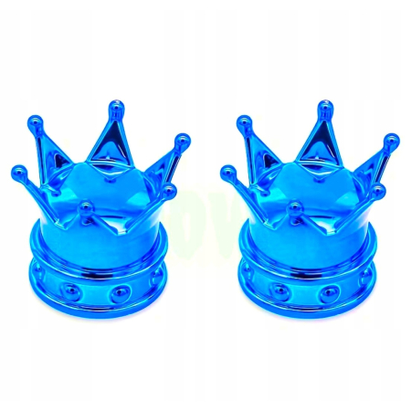 Czapki do opon korona kapturki na zawory wentyle korona błękitne