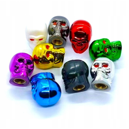 Czapki do opon kapturki na zawory przeciwpyłowe wentyle czaszka czerwone