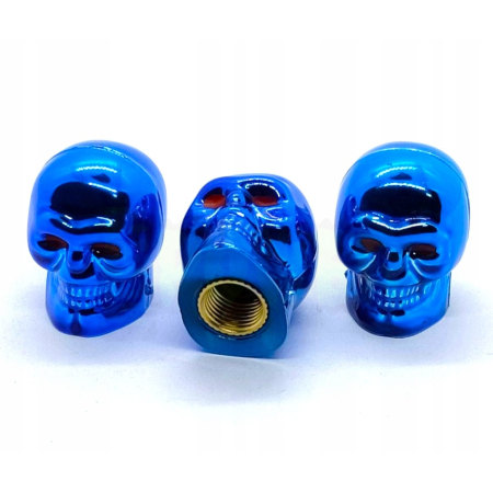 Czapki do opon kapturki na zawory przeciwpyłowe wentyle czaszka niebieskie