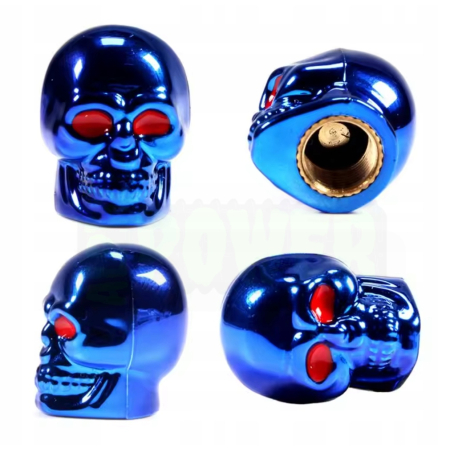 Czapki do opon kapturki na zawory przeciwpyłowe wentyle czaszka niebieskie