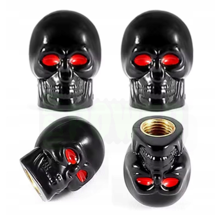 Czapki opon czaszka kapturki na zawory przeciwpyłowe wentyle czaszka czarne