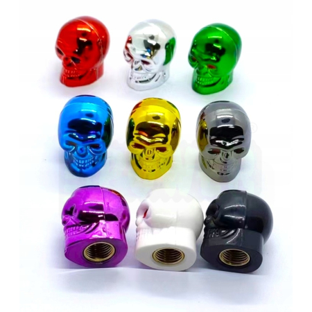 Czapki opon kapturki na zawory przeciwpyłowe wentyle czaszka srebrne