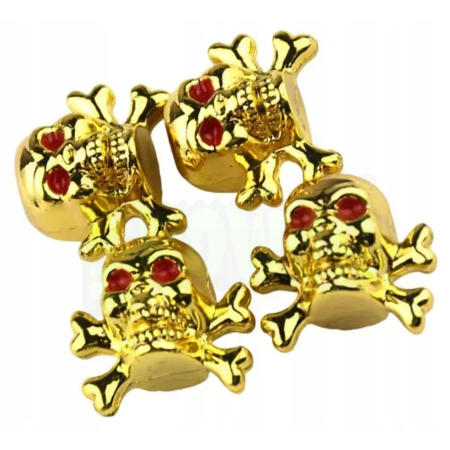 Czapki opon kapturki na zawory przeciwpyłowe wentyle czaszka i kości złote