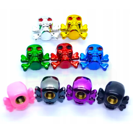 Czapki opon kapturki na zawory przeciwpyłowe wentyle czaszka i kości złote